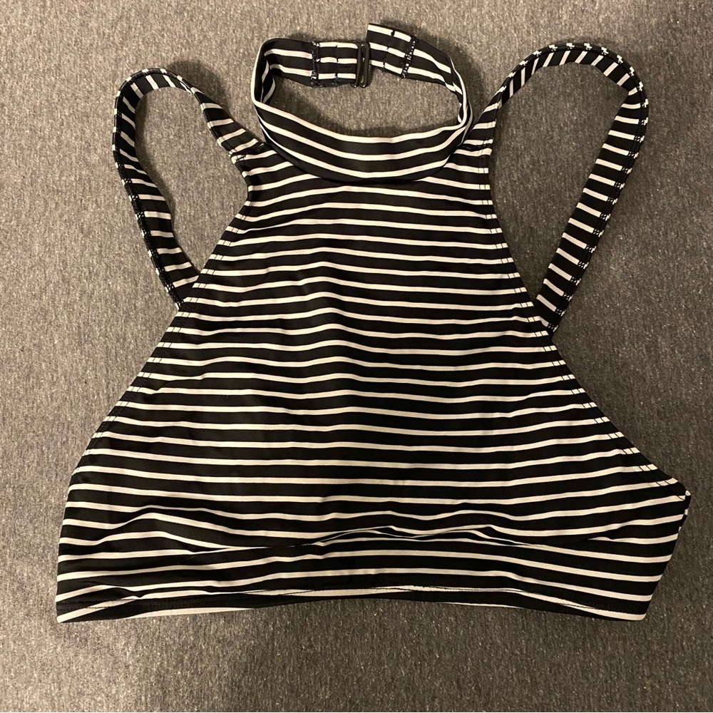 Urban Outfitters Out From Under Striped Black and White Mock Neck Bikini Top
